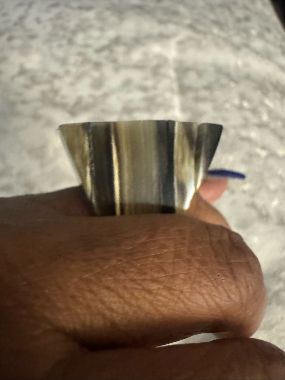 Bold Cow Horn Square Statement Ring in Black & Cream - Picture 2 of 5